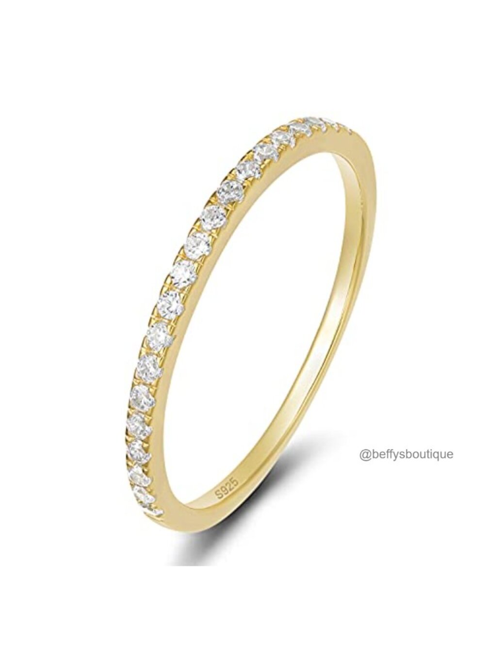 Sterling Silver Wedding Band 2mm Half Eternity Stackable Ring